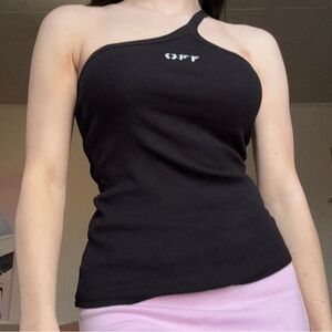 OFF-WHITE Off Stamp Rib Asymmetric Tank Top FWRD